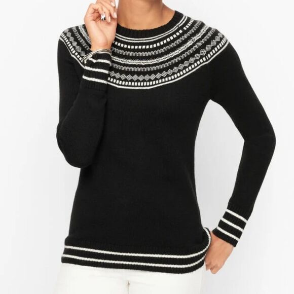 J. Crew Sweaters - J. Crew Black and White Crew Neck Sweater with Nordic Design
